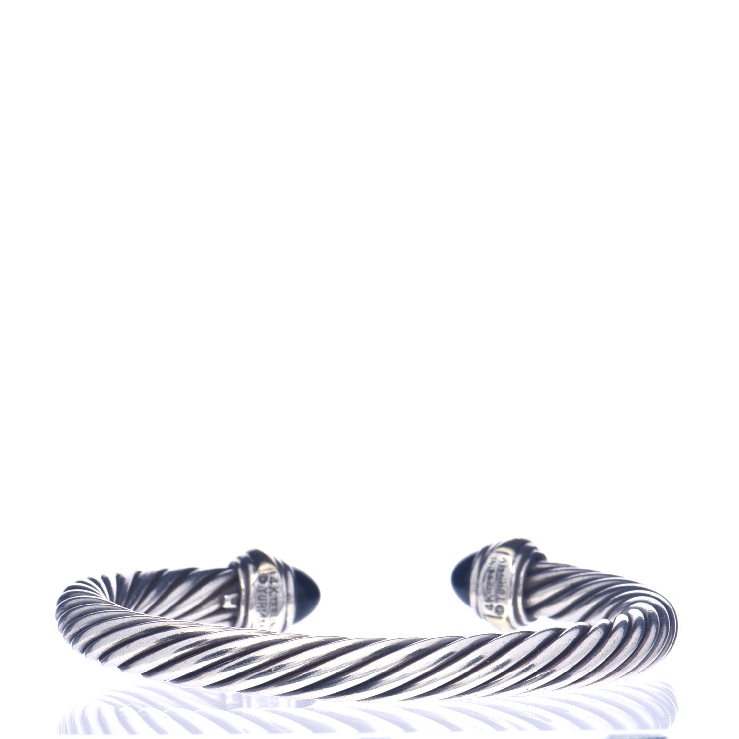 David Yurman Sterling Silver 14K Yellow Gold Black Onyx 7mm Cable Classics Bracelet 3 of 5