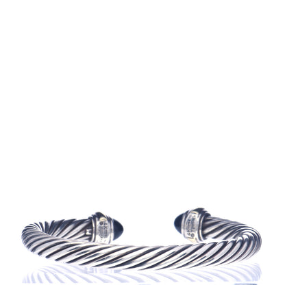 David Yurman Sterling Silver 14K Yellow Gold Black Onyx 7mm Cable Classics Bracelet 3 of 5