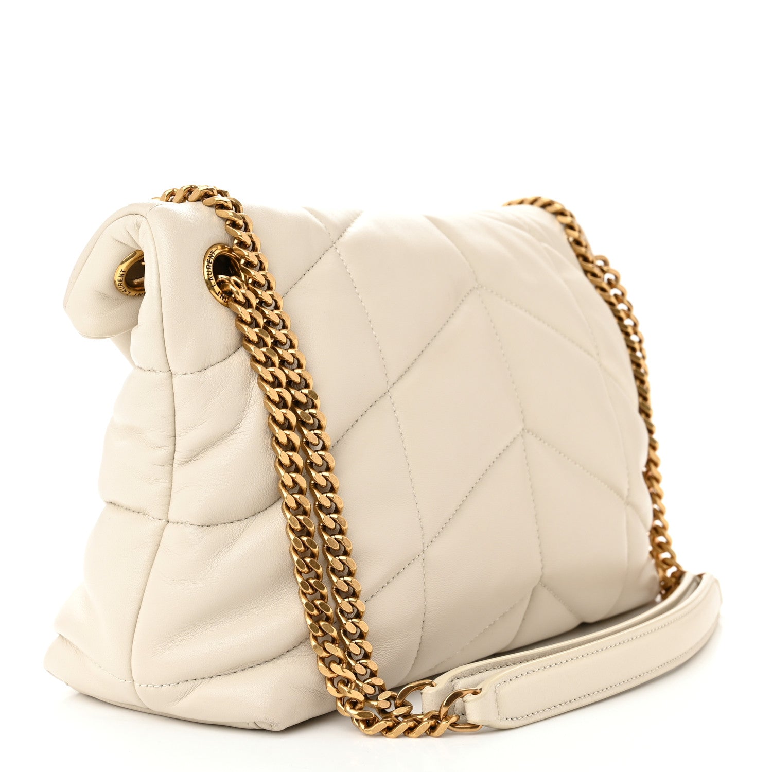 Saint Laurent Lambskin Quilted Small Loulou Puffer Monogram Chain Satchel Crema Soft 3 of 12