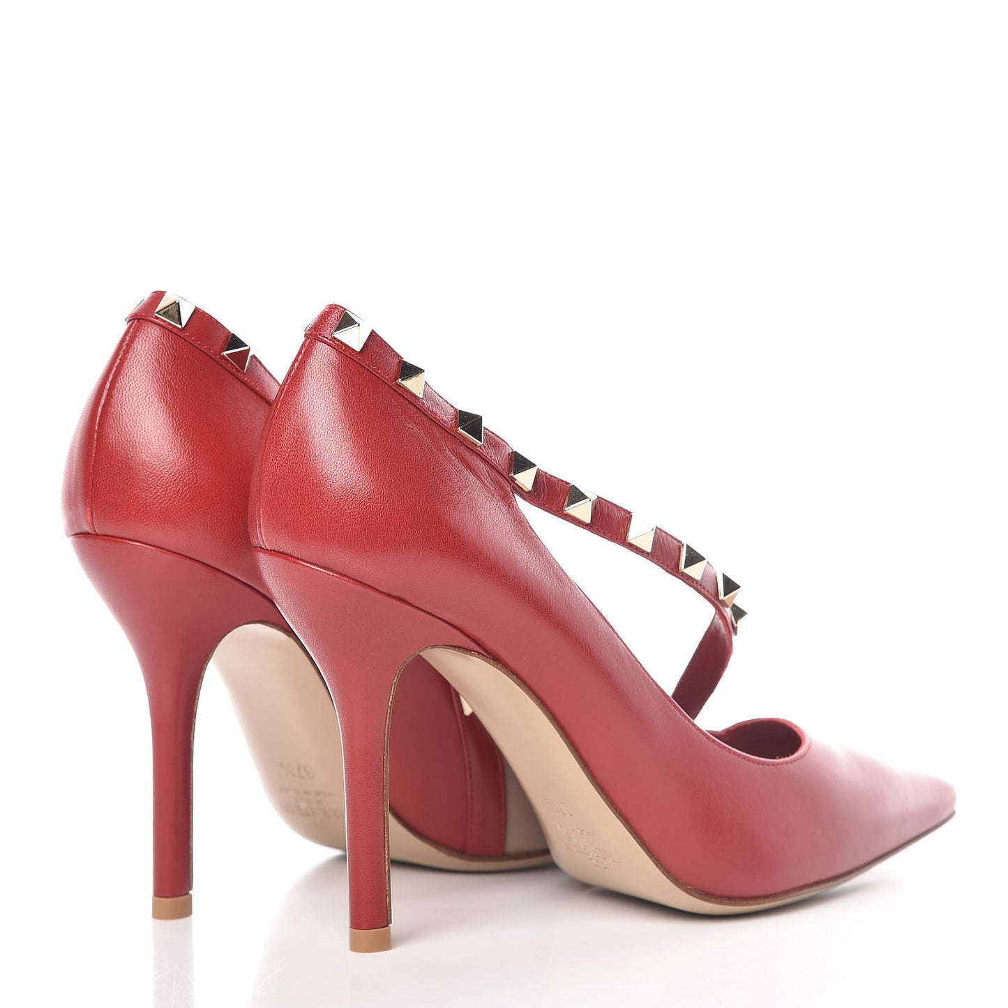 Nappa Rockstud Cross Strap D'Orsay 105mm Pumps 37.5 Rosso Valentino