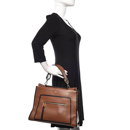 Fendi Vitello Century Opaco F is Fendi Bi-Color Regular Runaway Satchel Corteccia Black 3 of 22