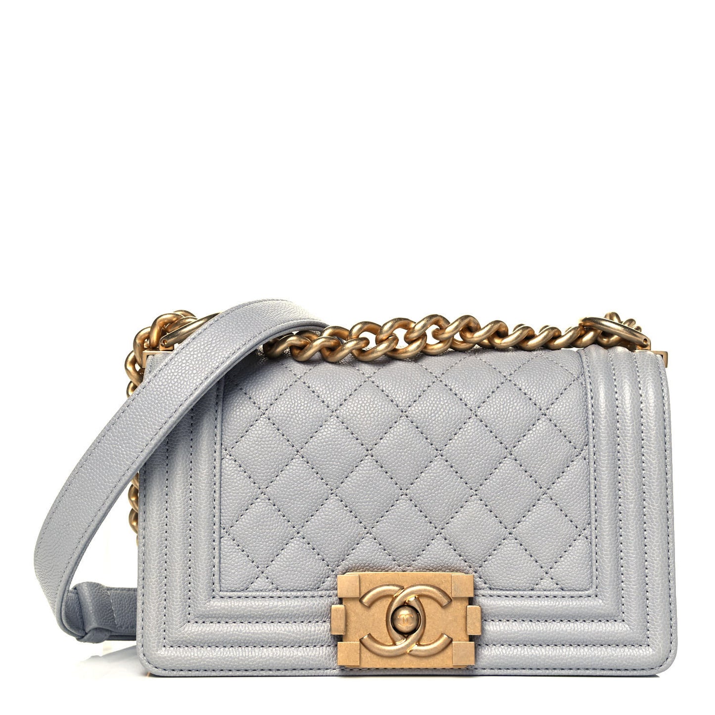 Caviar Quilted Small Boy Flap Grey