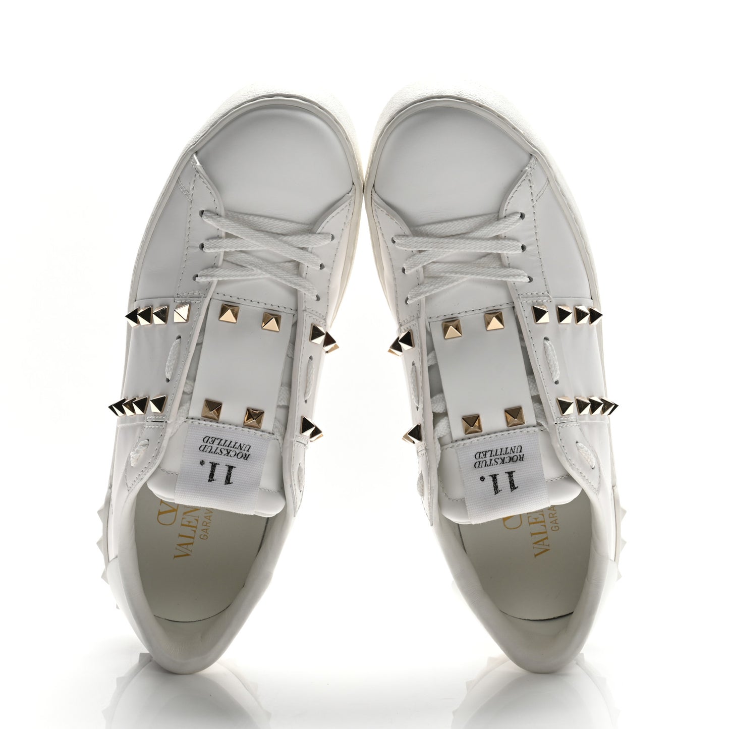 Calfskin Rockstud Untitled Open Sneakers 38 White