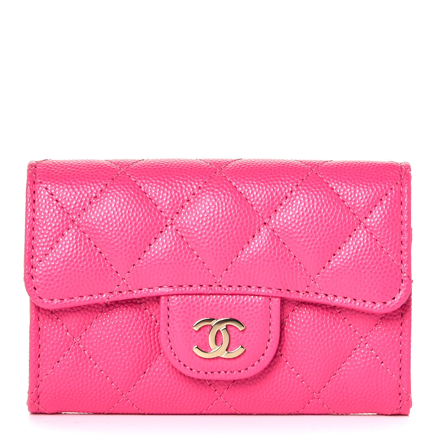 Chanel Caviar Quilted Flap Card Holder Wallet Dark Pink 1 of 10