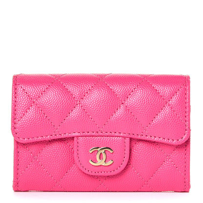 Chanel Caviar Quilted Flap Card Holder Wallet Dark Pink 1 of 10