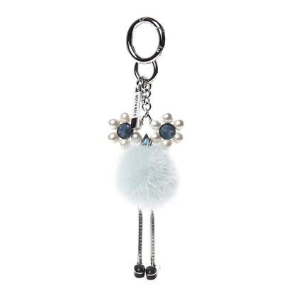 Fendi Mink Fur Pearl Chick Pom Pom Bag Charm Pale Blue 1 of 3