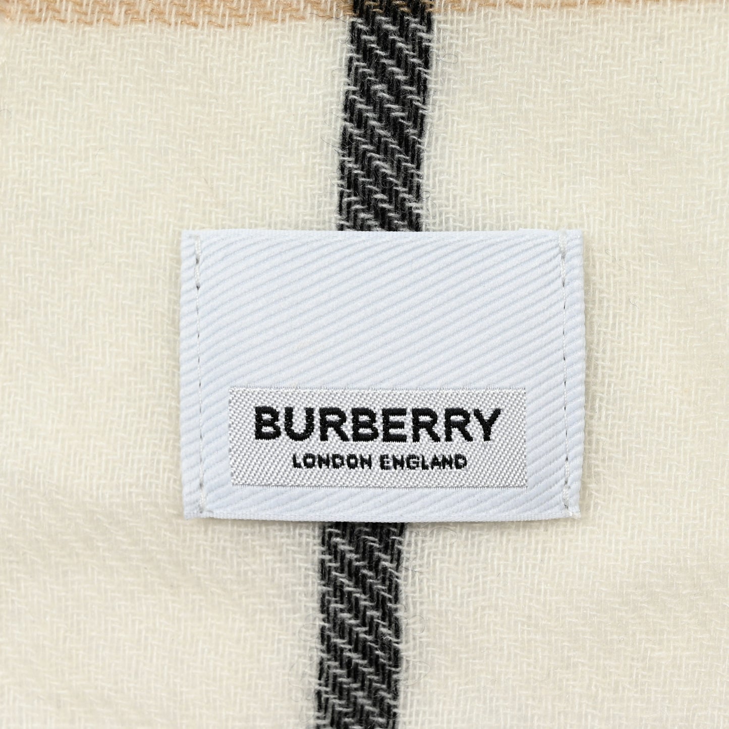 Cashmere Giant Check Midweight Fringe Scarf Frosted White