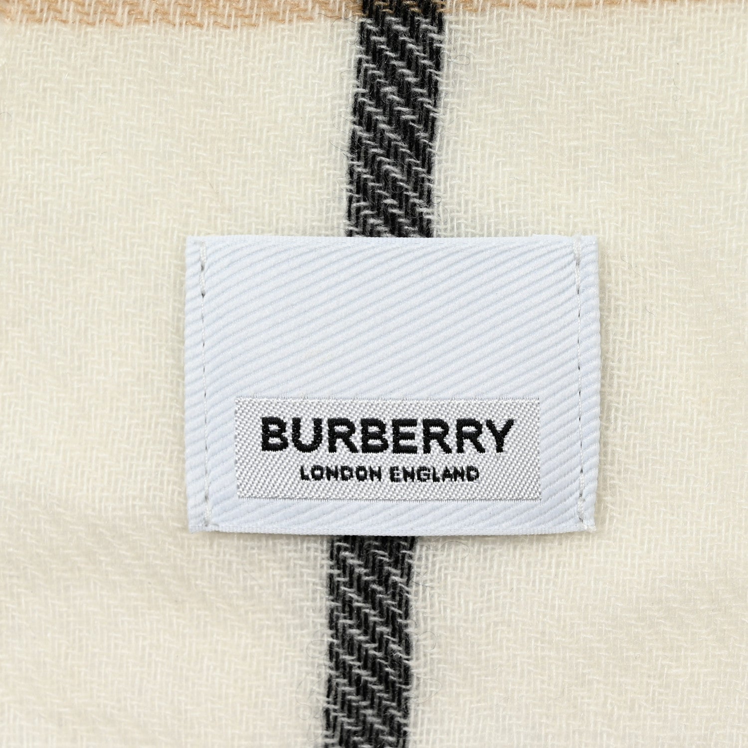 Burberry Cashmere Giant Check Midweight Fringe Scarf Frosted White 4 of 5