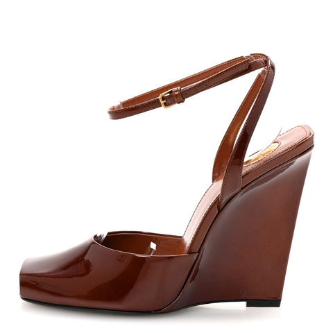 Patent Calfskin La Scandale Wedges 38.5 Fluffy Chataigne