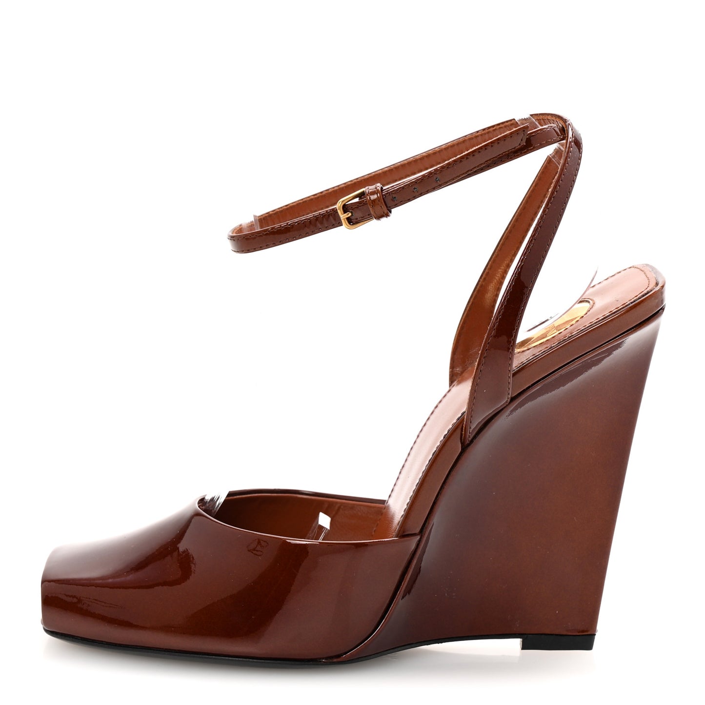 Patent Calfskin La Scandale Wedges 38.5 Fluffy Chataigne