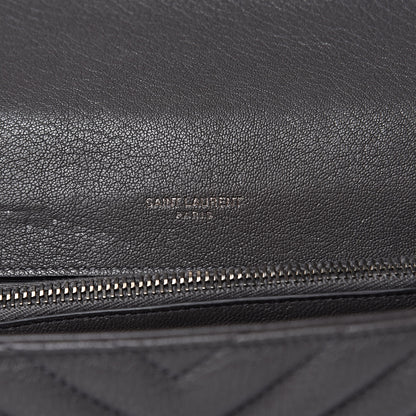 Saint Laurent Sheepskin Matelasse Chevron Monogram Medium College Bag Light Coal 11 of 12