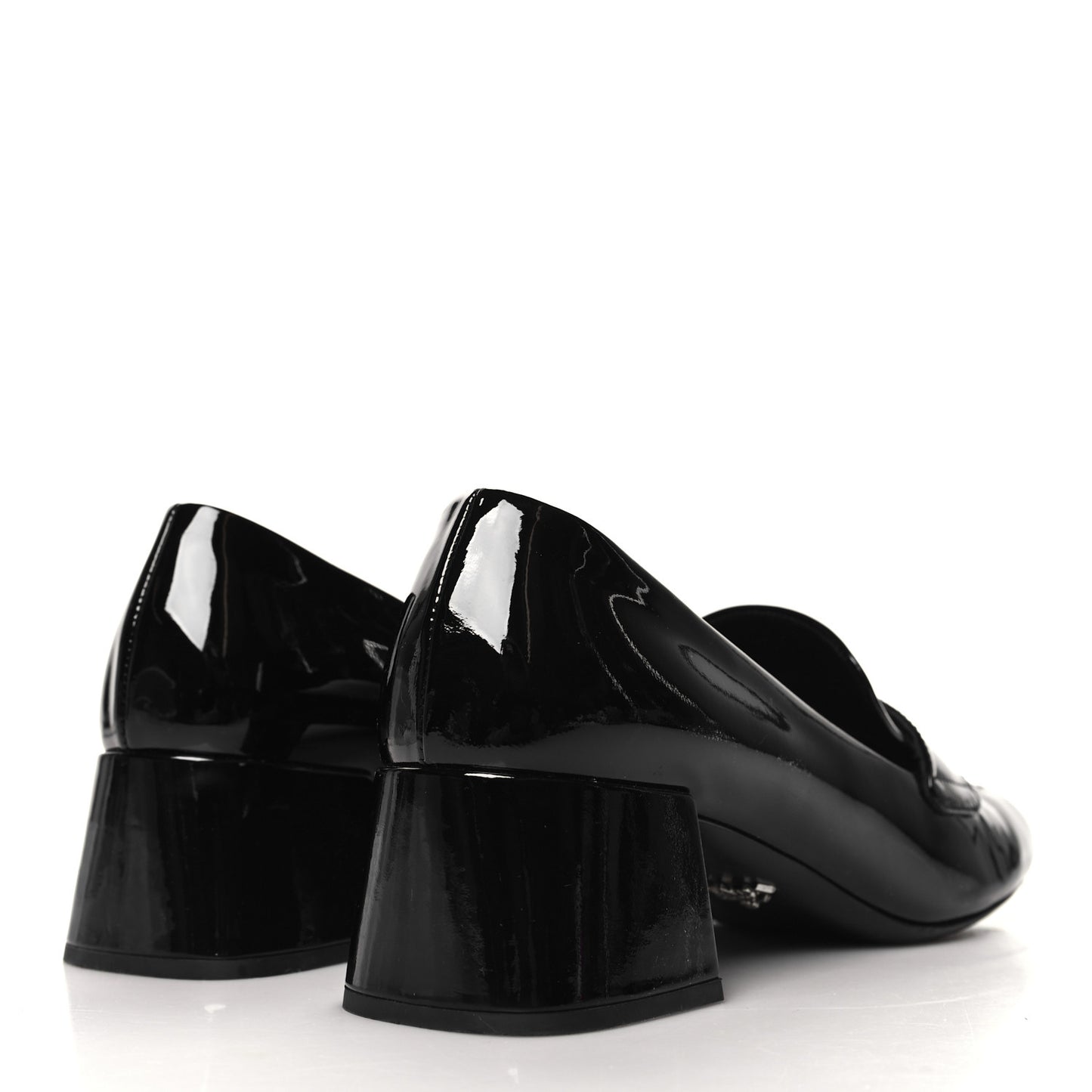 Patent Metal Triangle Logo 50mm Loafers 38.5 Black