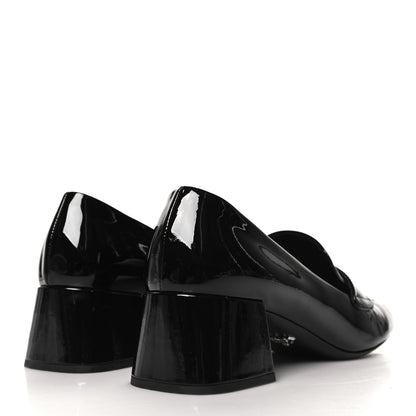Prada Patent Metal Triangle Logo 50mm Loafers 38.5 Black 5 of 8