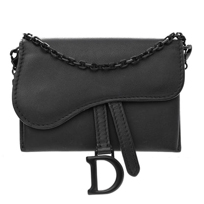 Christian Dior Ultra Matte Calfskin Nano Saddle Chain Pouch Black 1 of 11