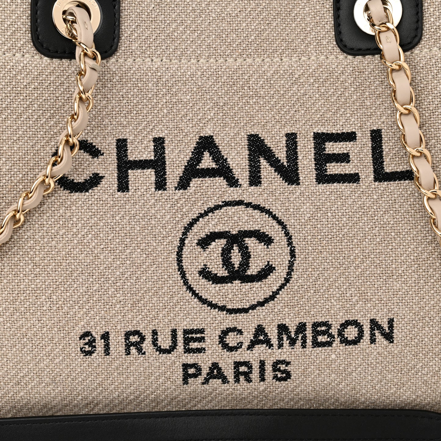Mixed Fibers Small Deauville Tote Beige Black