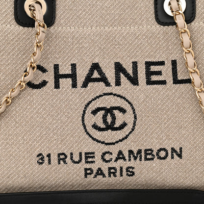 Chanel Mixed Fibers Small Deauville Tote Beige Black 9 of 11