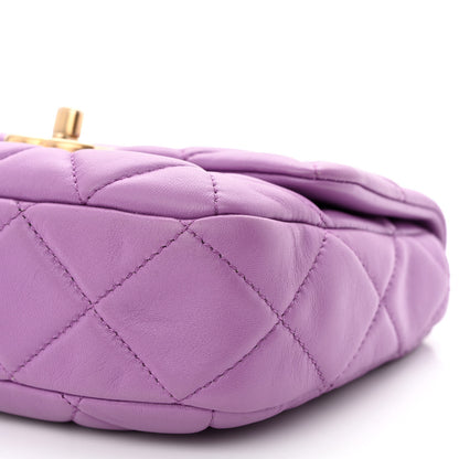 Chanel Lambskin Quilted Mini Lacquered Chain Flap Purple 10 of 10