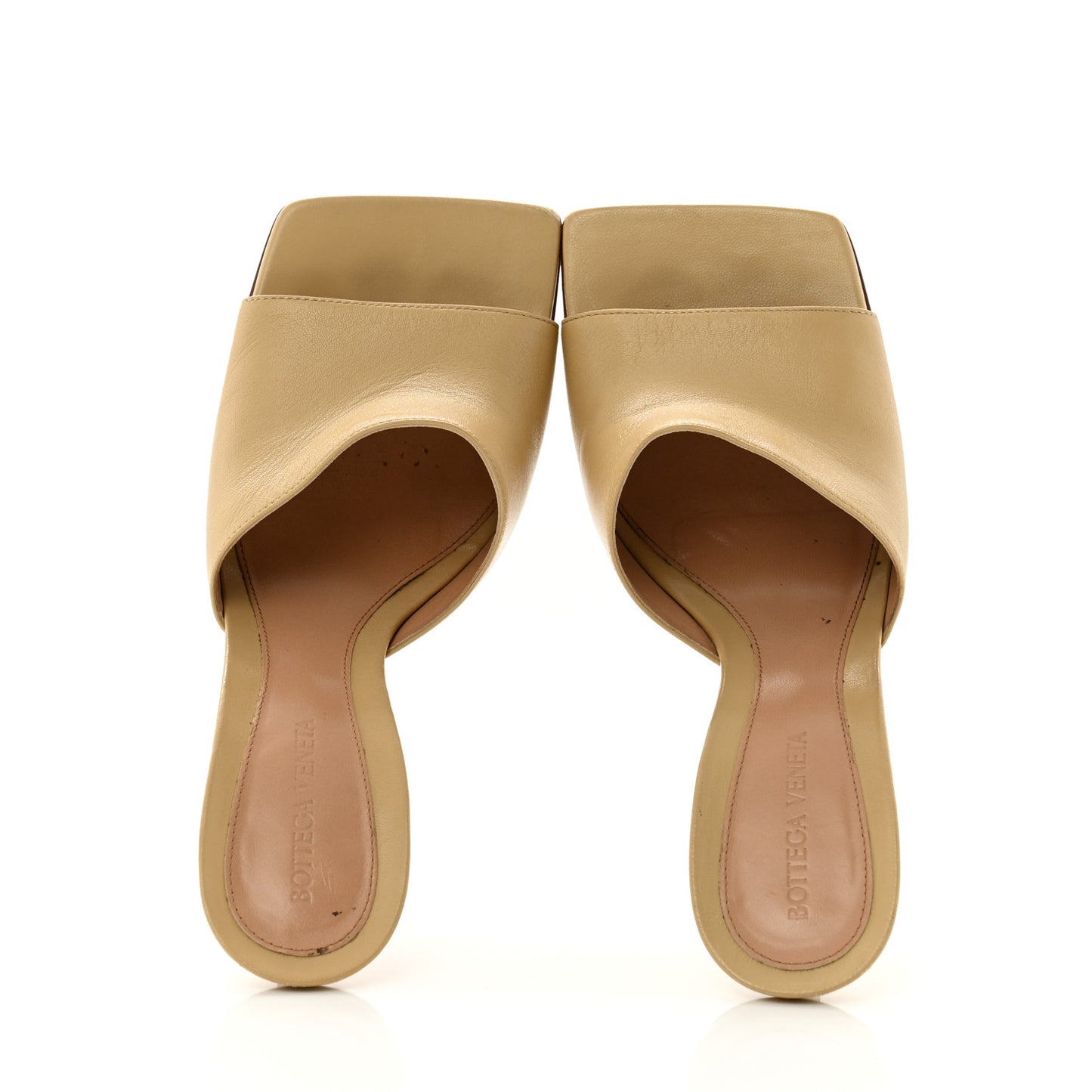Lambskin Stretch Mule Sandals 39.5 Nude