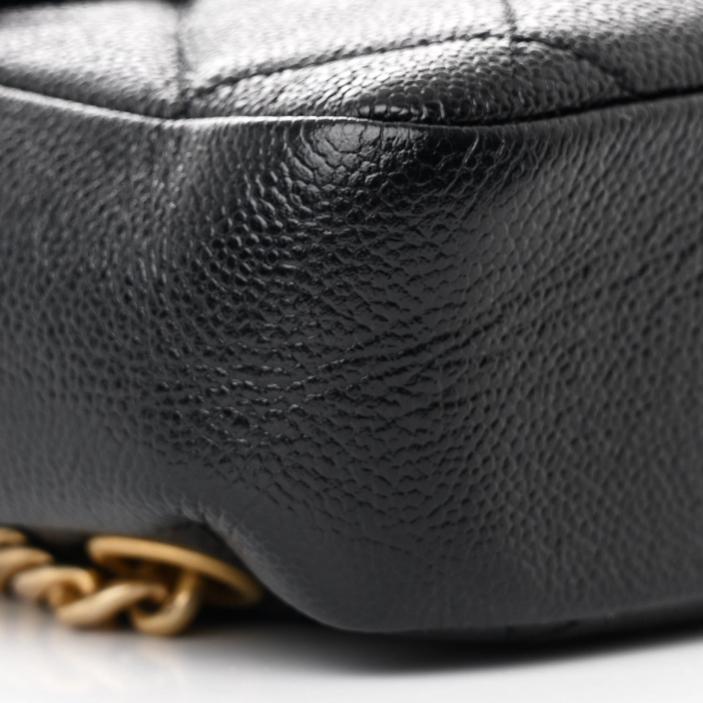 Shiny Caviar Quilted Chain Melody Backpack Black