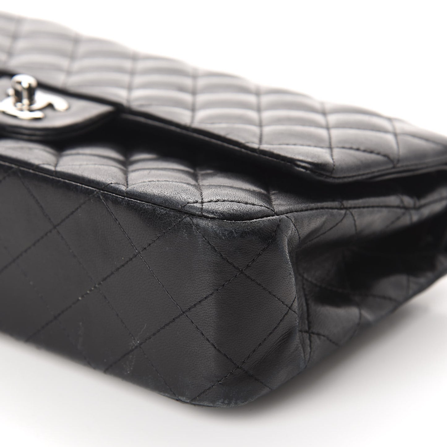 Lambskin Quilted Medium Double Flap Black