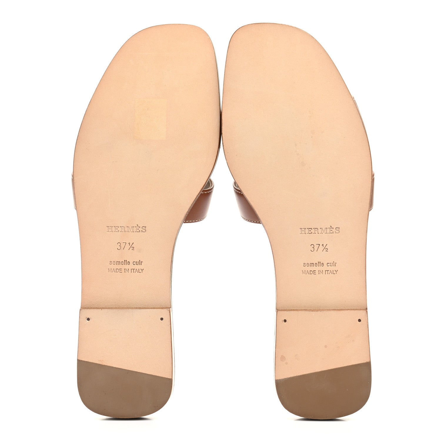 Hermes Box Calfskin Oran Sandals 37.5 Gold 5 of 9