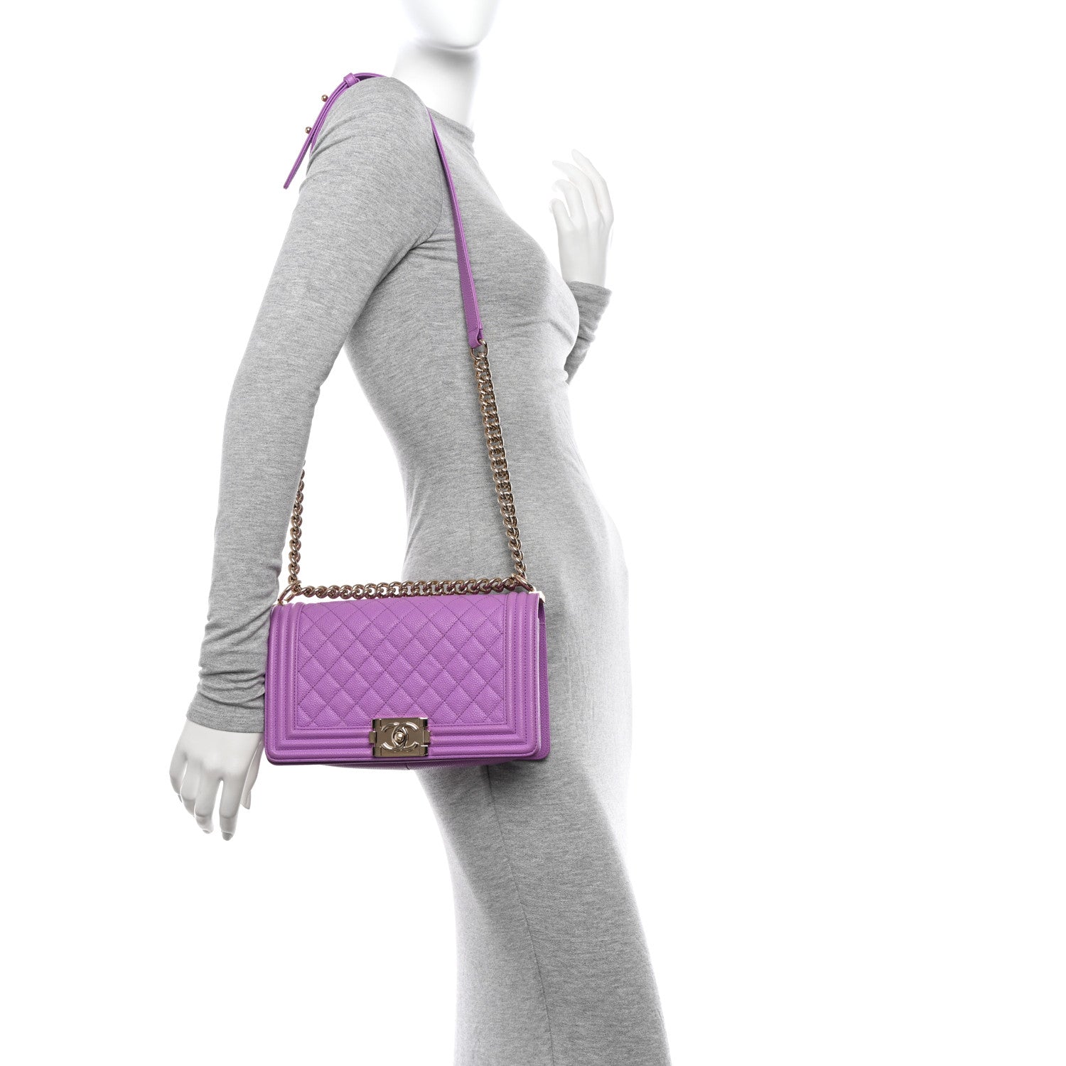 Chanel Caviar Quilted Medium Boy Flap Purple 2 of 11