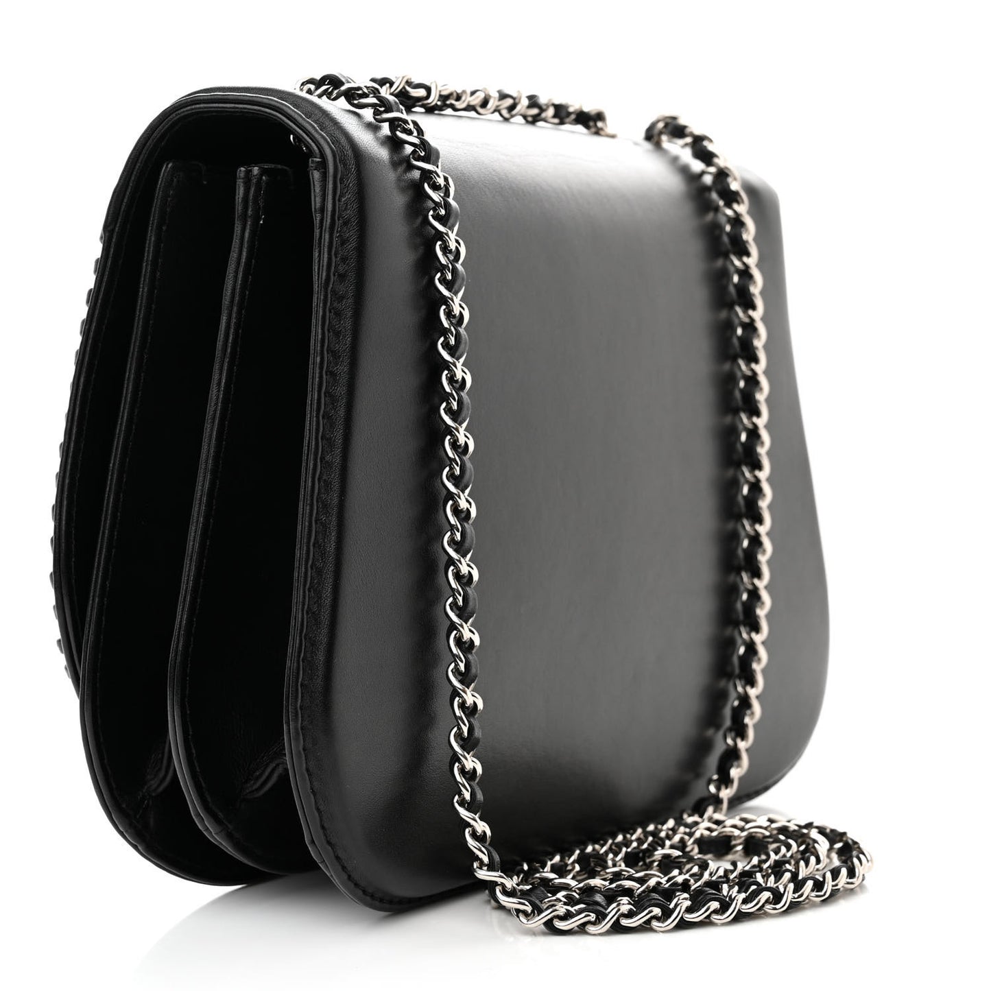 Calfskin Braided Small Chic Flap Black