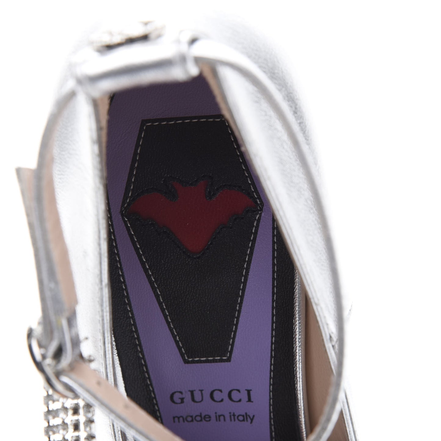 Metallic Nappa Crystal Square G Mid Heel Pumps 37.5 Silver