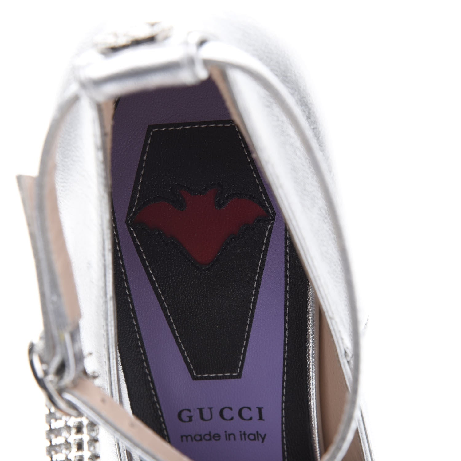 Gucci Metallic Nappa Crystal Square G Mid Heel Pumps 37.5 Silver 7 of 10