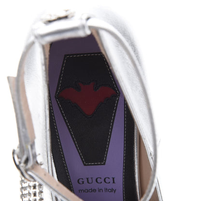 Gucci Metallic Nappa Crystal Square G Mid Heel Pumps 37.5 Silver 7 of 10