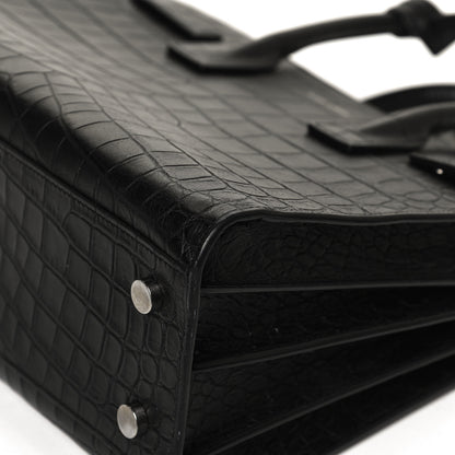 Saint Laurent Calfskin Crocodile Embossed Baby Sac De Jour Black 12 of 14