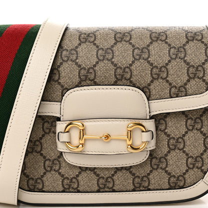 Gucci GG Supreme Monogram Web Mini Horsebit 1955 Shoulder Bag Beige Mystic White 8 of 10