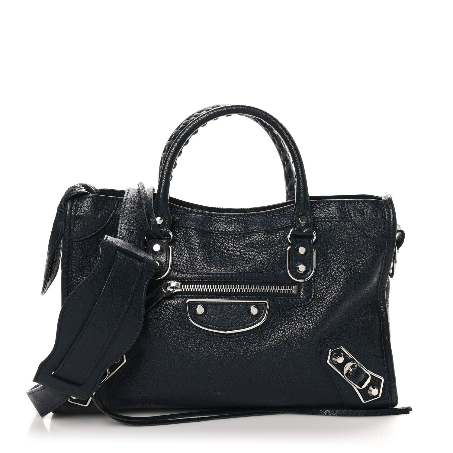 Balenciaga Chevre Silver Metallic Edge Hardware S City Bleu Nuit Dark Sea 1 of 11