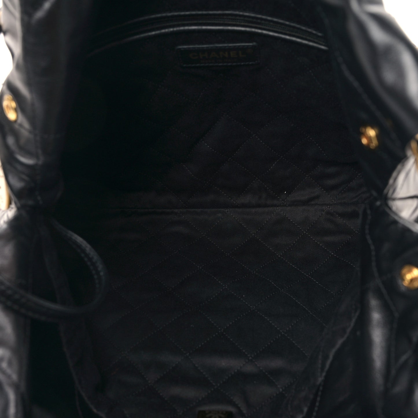 Shiny Calfskin Quilted Small Chanel 22 Black