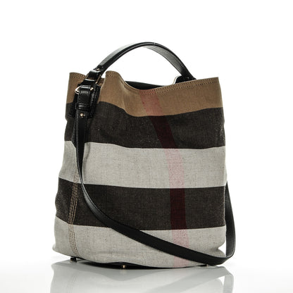 Burberry Canvas Mega Check Medium Susanna Hobo Black 3 of 6