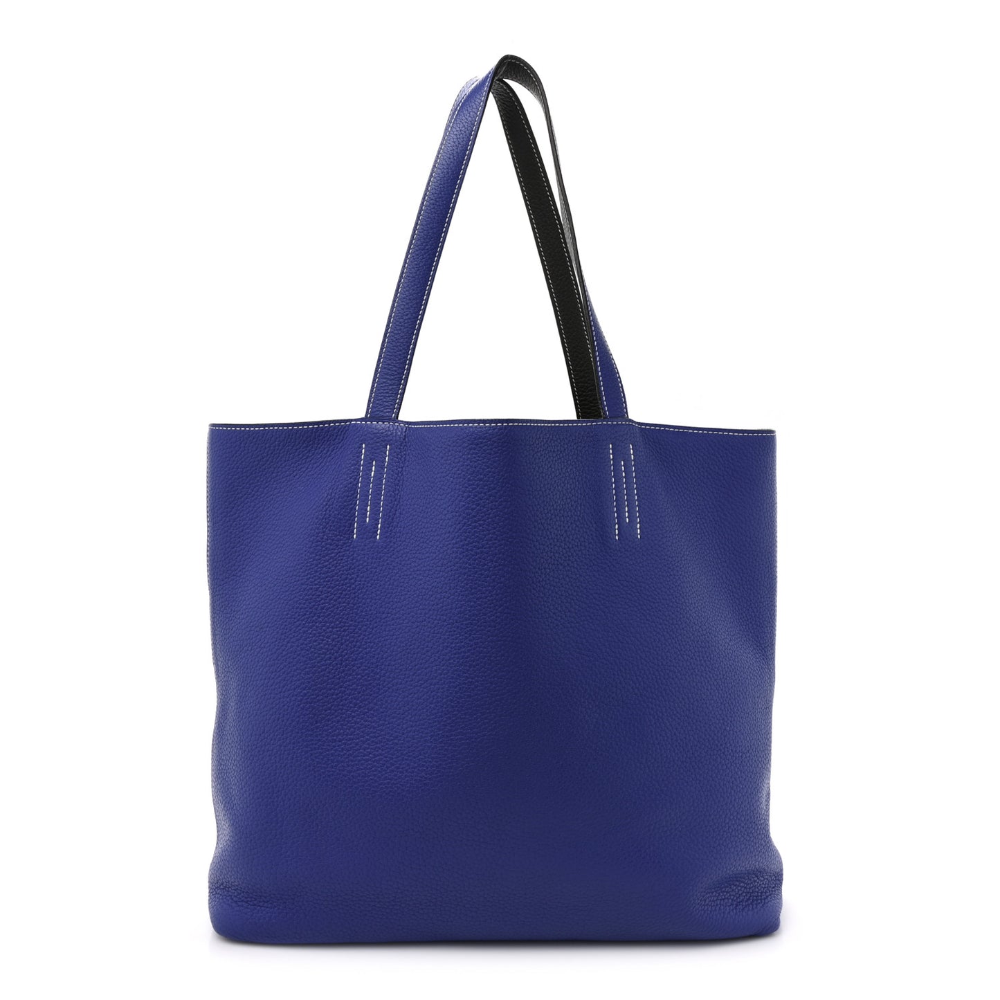 Taurillon Clemence Double Sens 36 Reversible Tote Graphite Bleu Electrique