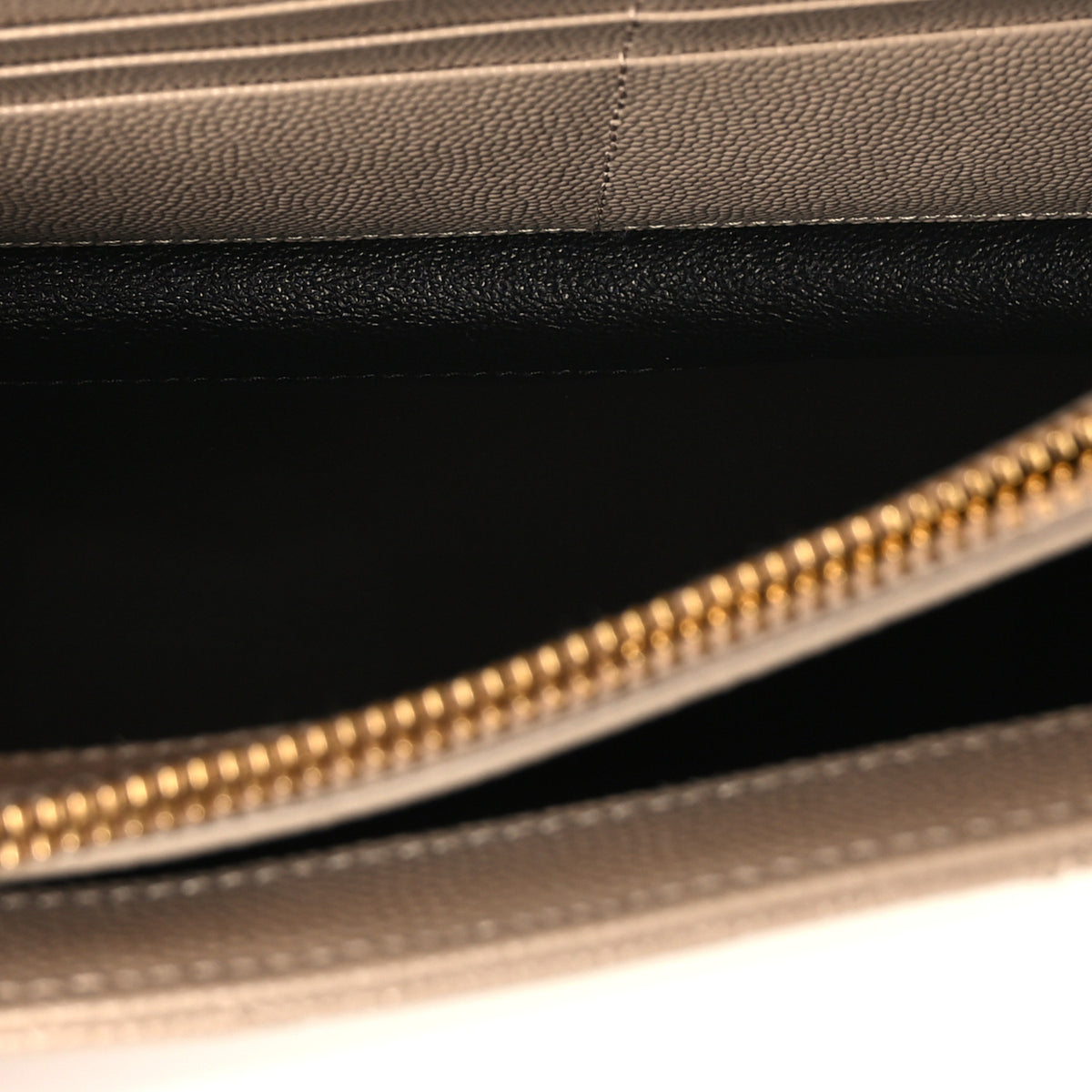 Saint Laurent Grain De Poudre Matelasse Chevron Monogram Chain Wallet Dark Beige 6 of 11