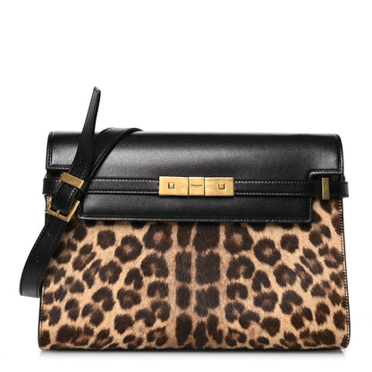 Saint Laurent Calfskin Pony Hair Leopard Print Manhattan Baguette Black 1 of 16