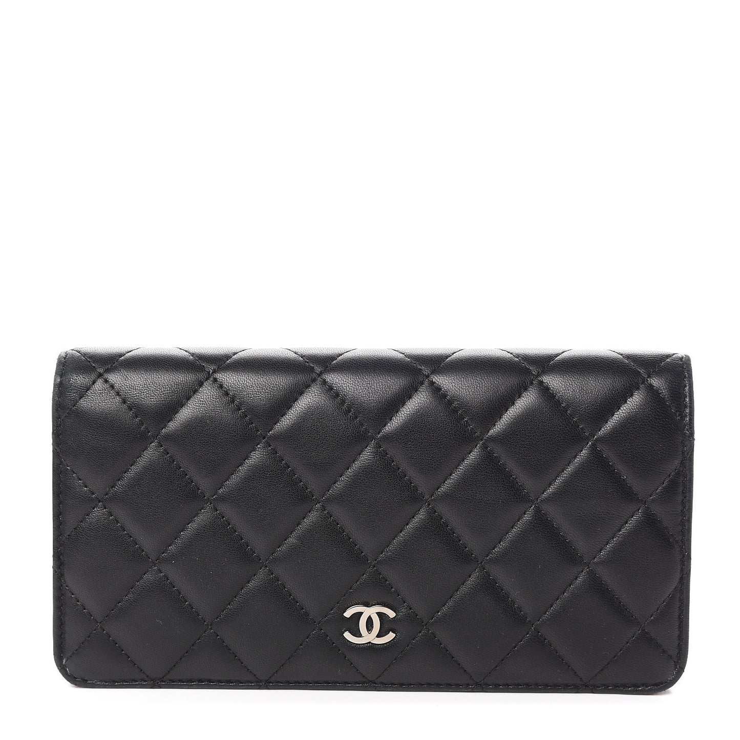 Lambskin Quilted Yen Wallet Black