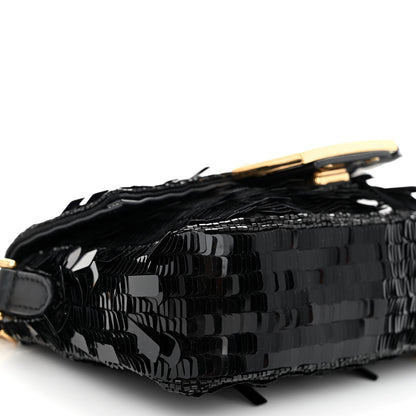 Fendi Sequin Paillettes Vitello Grace Sex and the City Mini Baguette Black 9 of 11