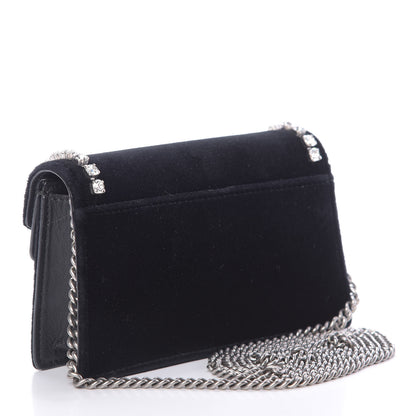 Gucci Velvet Crystal Super Mini Dionysus Shoulder Bag Black 3 of 13