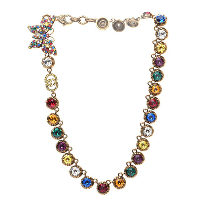 Gucci Crystal Butterfly Necklace Aged Gold Multicolor 3 of 7