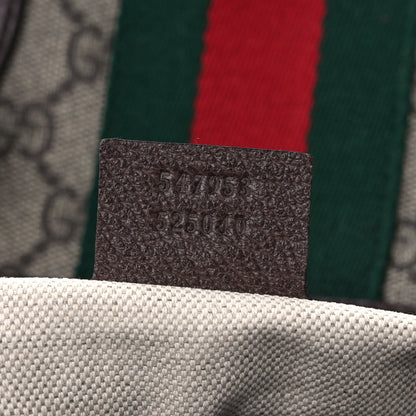 Gucci GG Supreme Monogram Textured Dollar Calfskin Web Medium Ophidia Carry-On Duffle Bag Beige Ebony New Acero 7 of 9