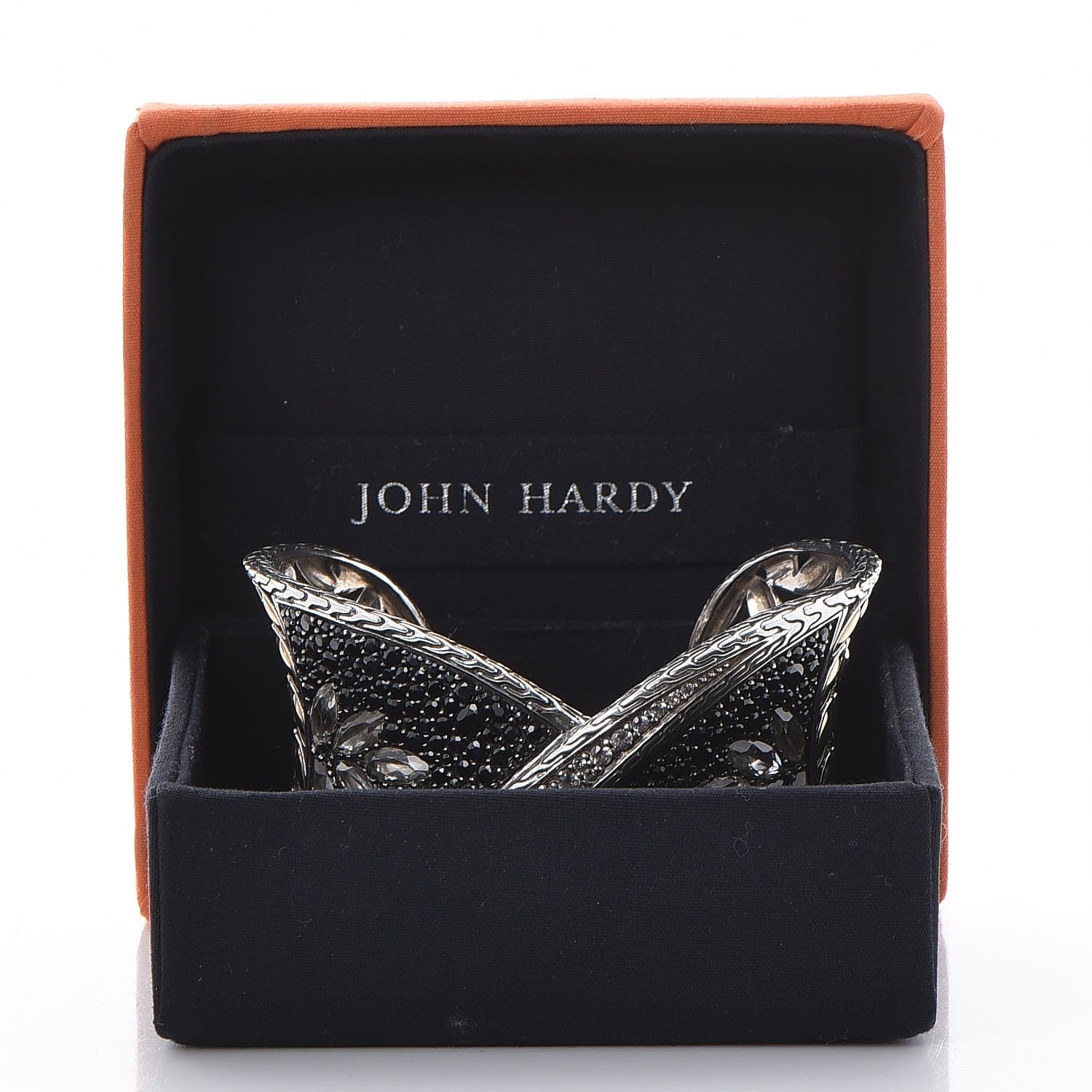 John Hardy Sterling Silver 18K Yellow Gold Sapphire Topaz Batu Kawung Twist Cuff 9 of 9