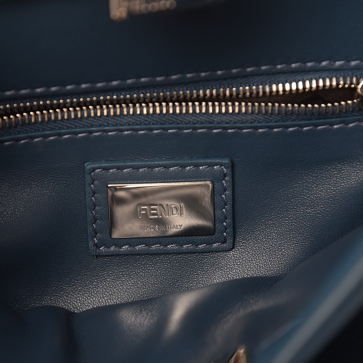 Fendi Nappa Mini Peekaboo Iconic Satchel Pavone 7 of 10