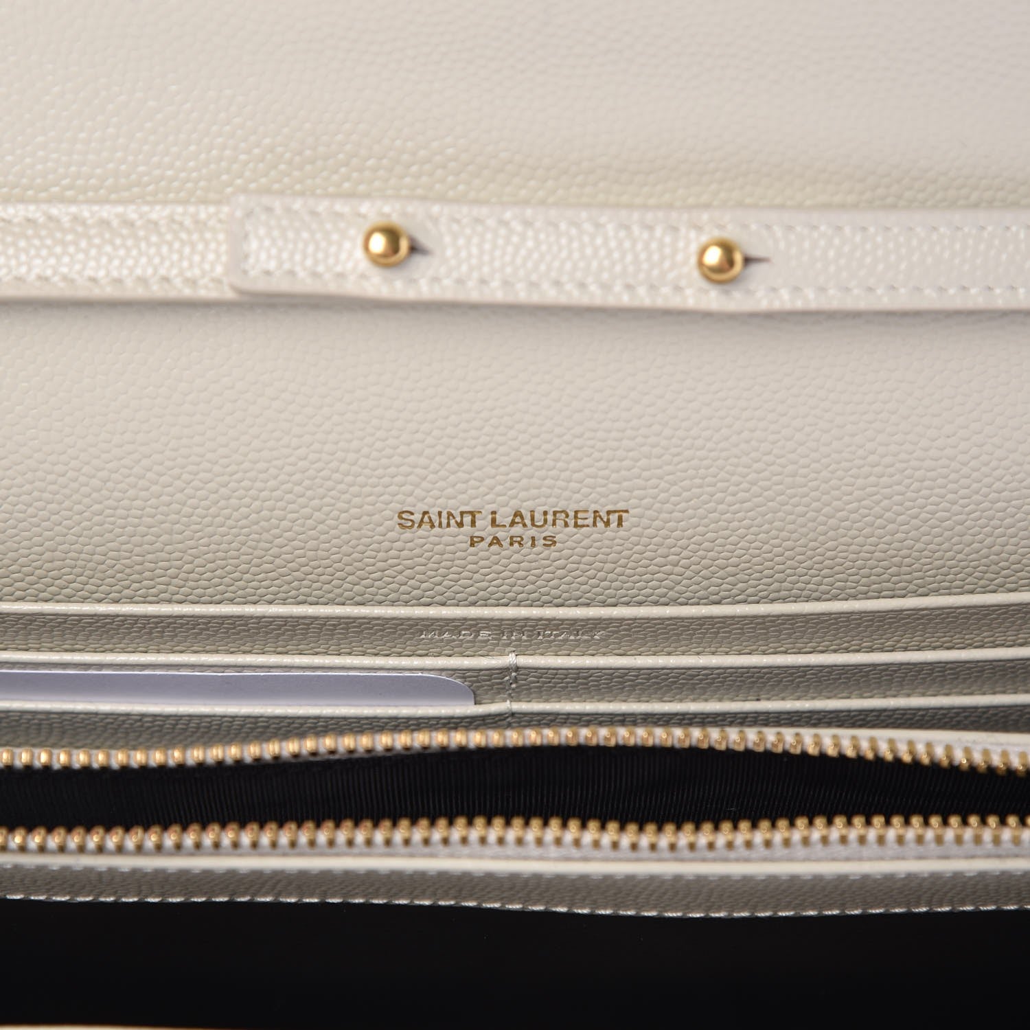 Saint Laurent Grain De Poudre Matelasse Chevron Monogram Chain Wallet Ivory 6 of 8