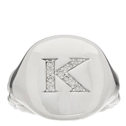 David Yurman Sterling Silver Diamond 14mm Initial K Pinky Ring 44 3 1 of 4