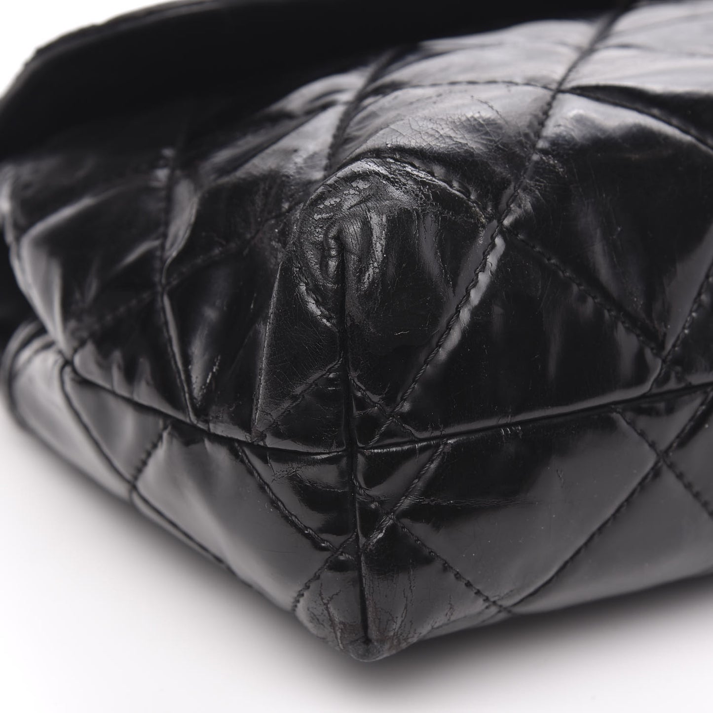 Vinyl Quilted In the Business Flap Bag Black