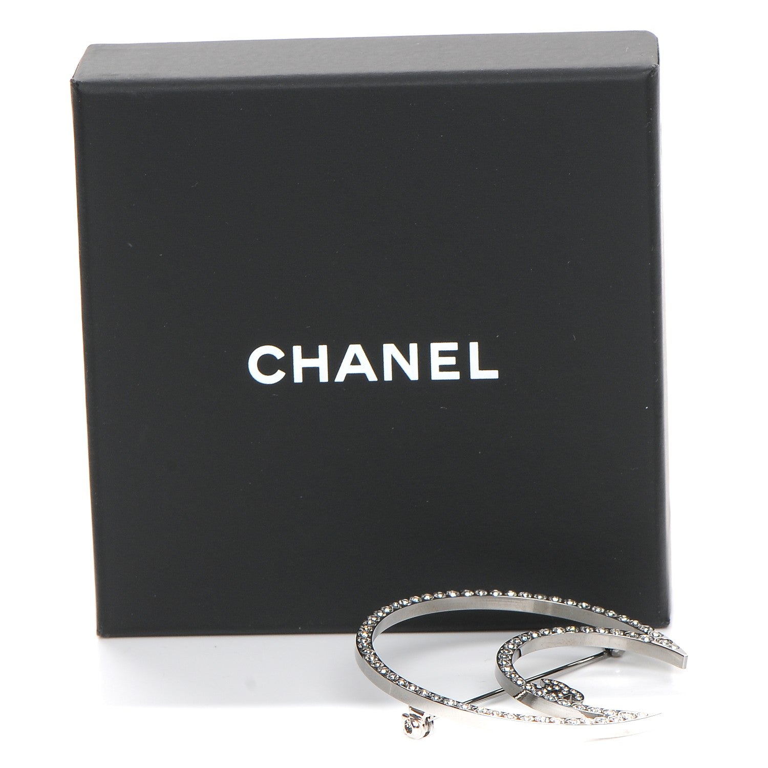 Chanel Ruthenium Crystal CC Moon Brooch 5 of 5