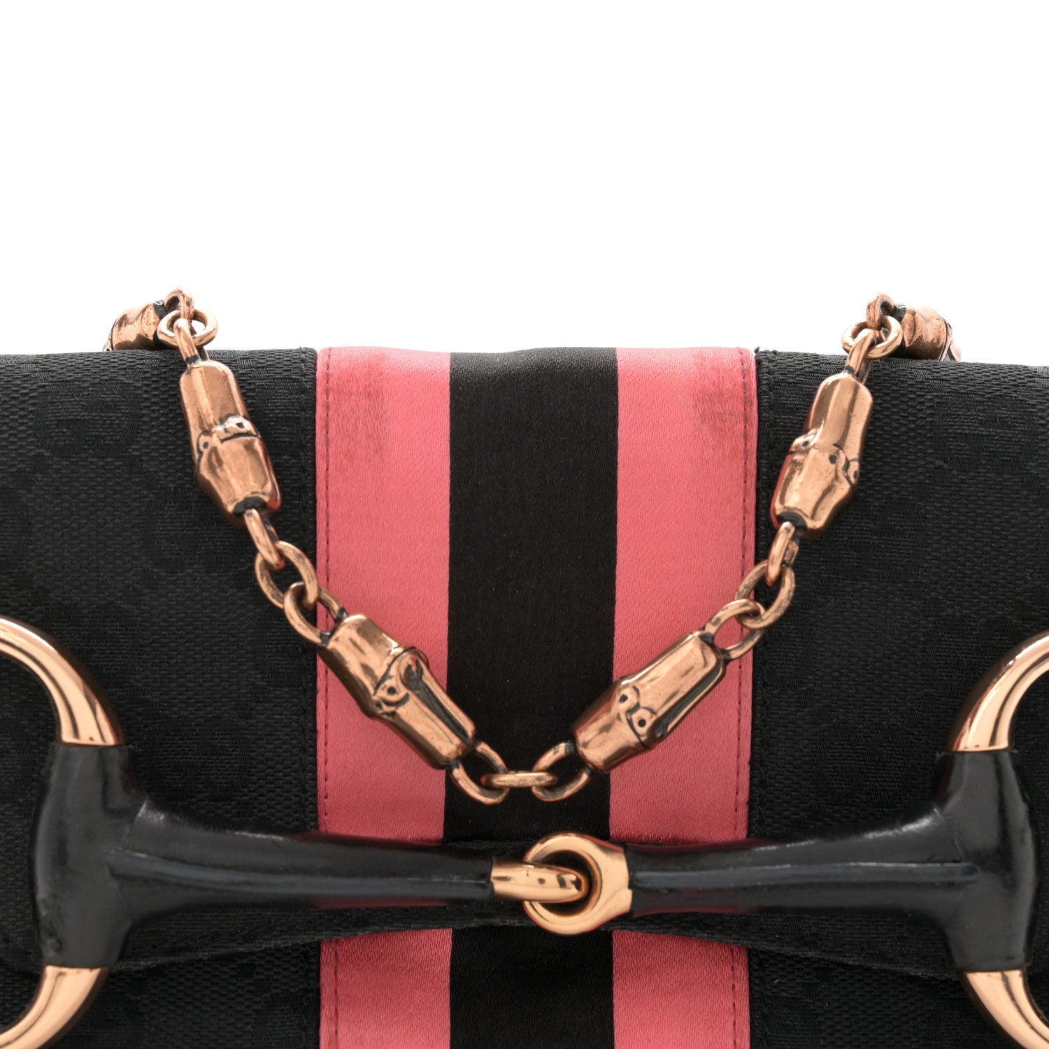 Gucci Monogram Horsebit Web Clutch Black 8 of 14